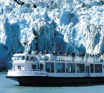 Tourists sightseeing glacier