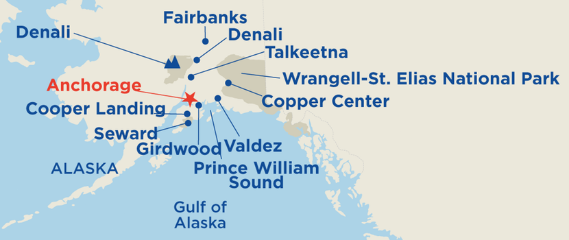 map displaying the tour area