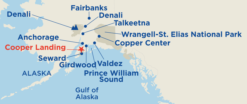 map displaying the tour area