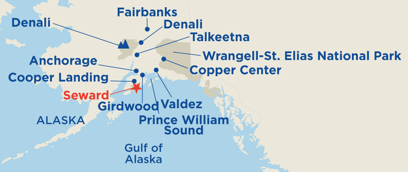 map displaying the tour area