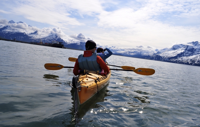 A pair of kayakers on Prince William Sound